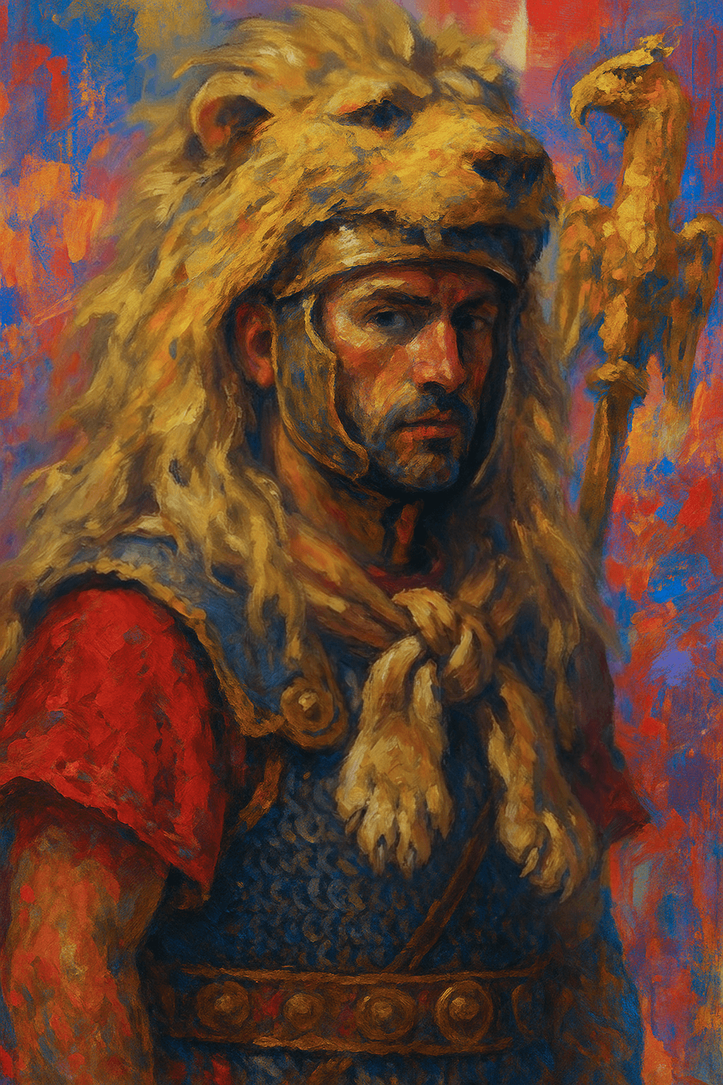 Aquilifer de la légion romaine du Haut-Empire, en armure.