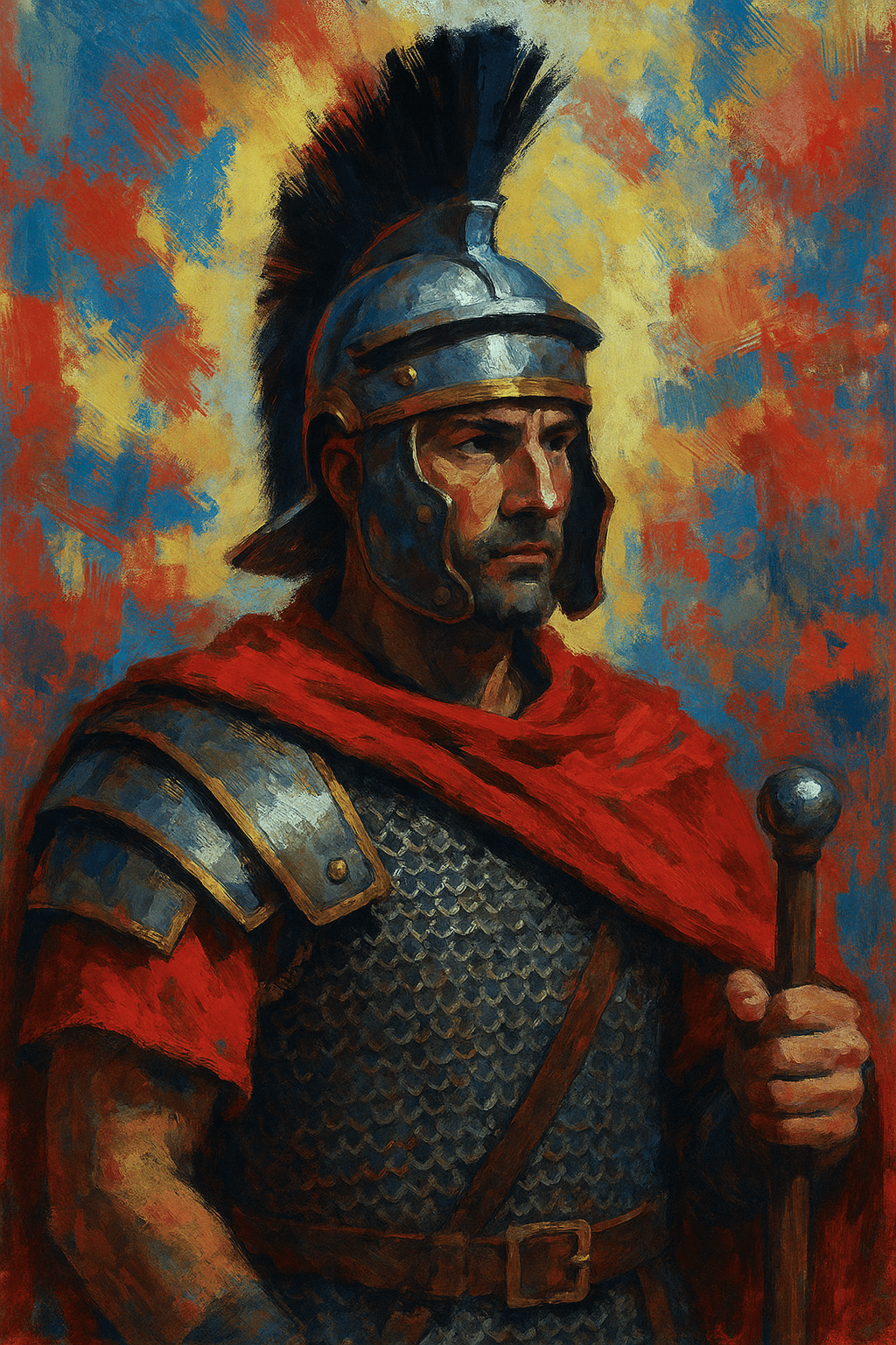 Optio de la légion romaine du Haut-Empire, en armure.