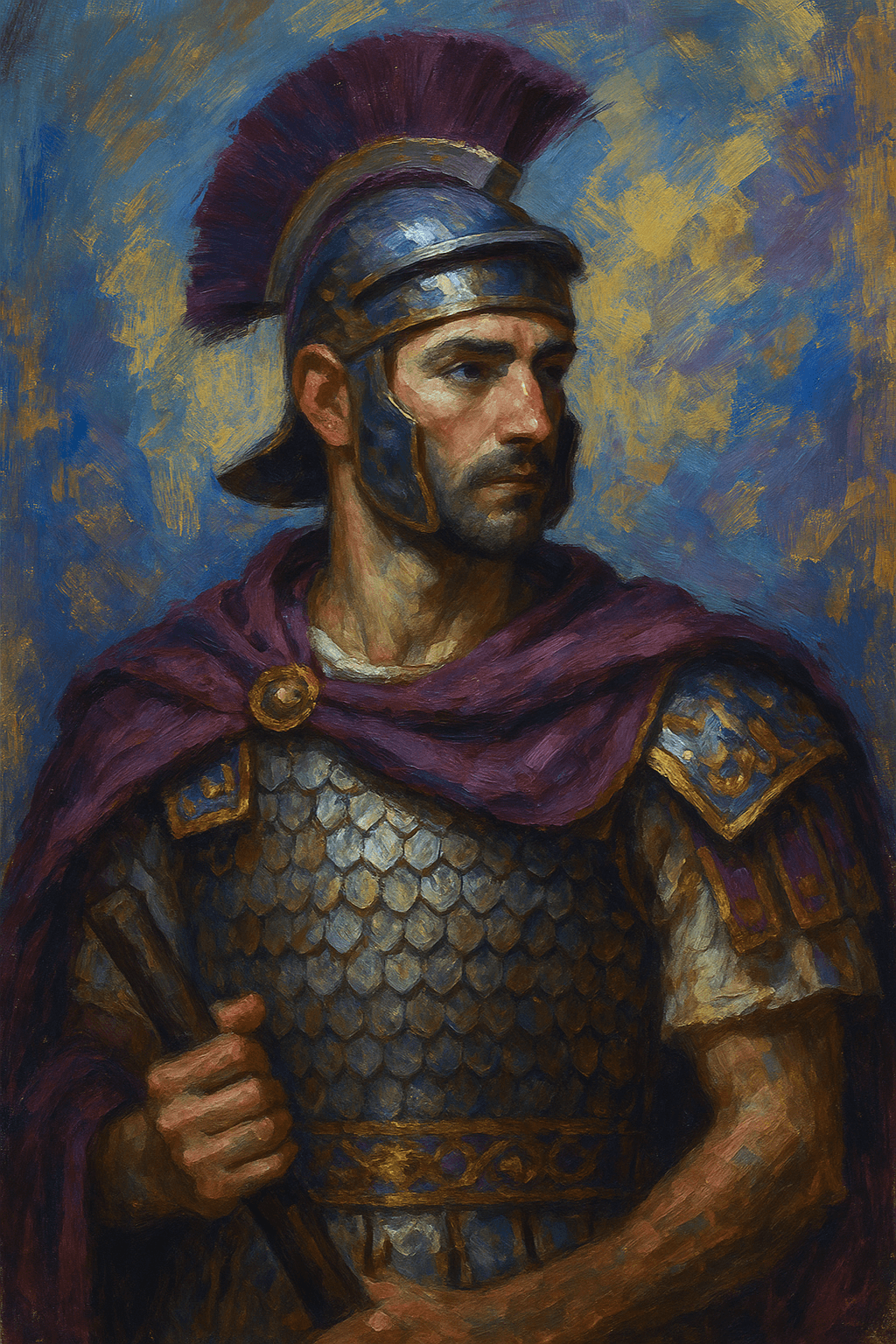 Tribunus Angusticlavius de la légion romaine du Haut-Empire, en armure.