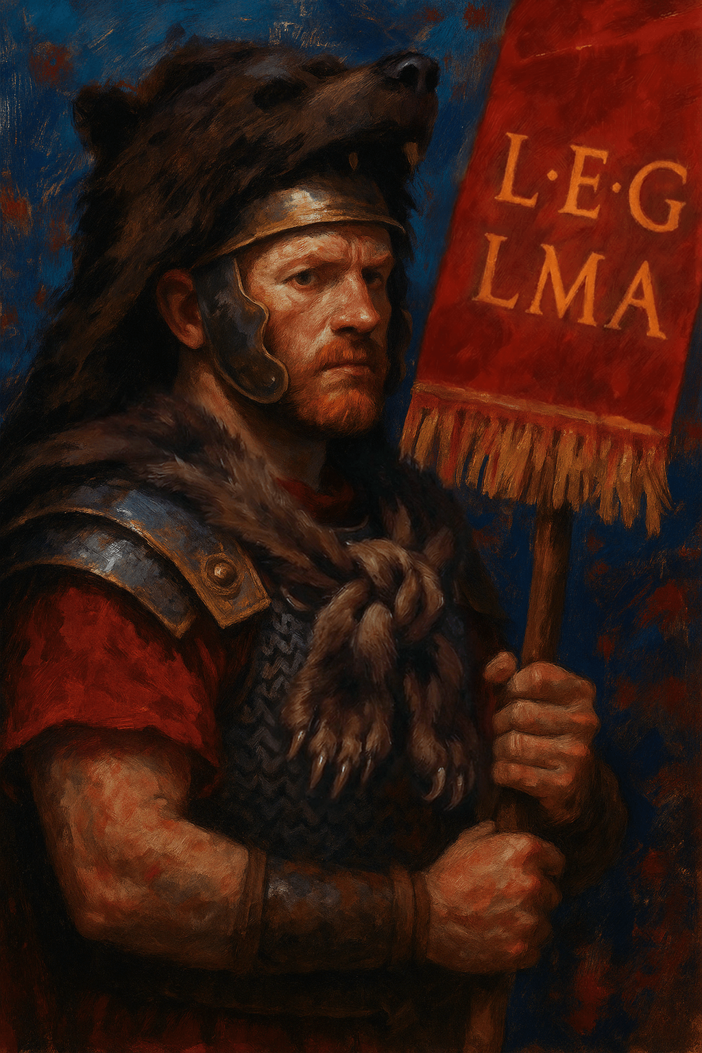 Vexillarius de la légion romaine du Haut-Empire, en armure.